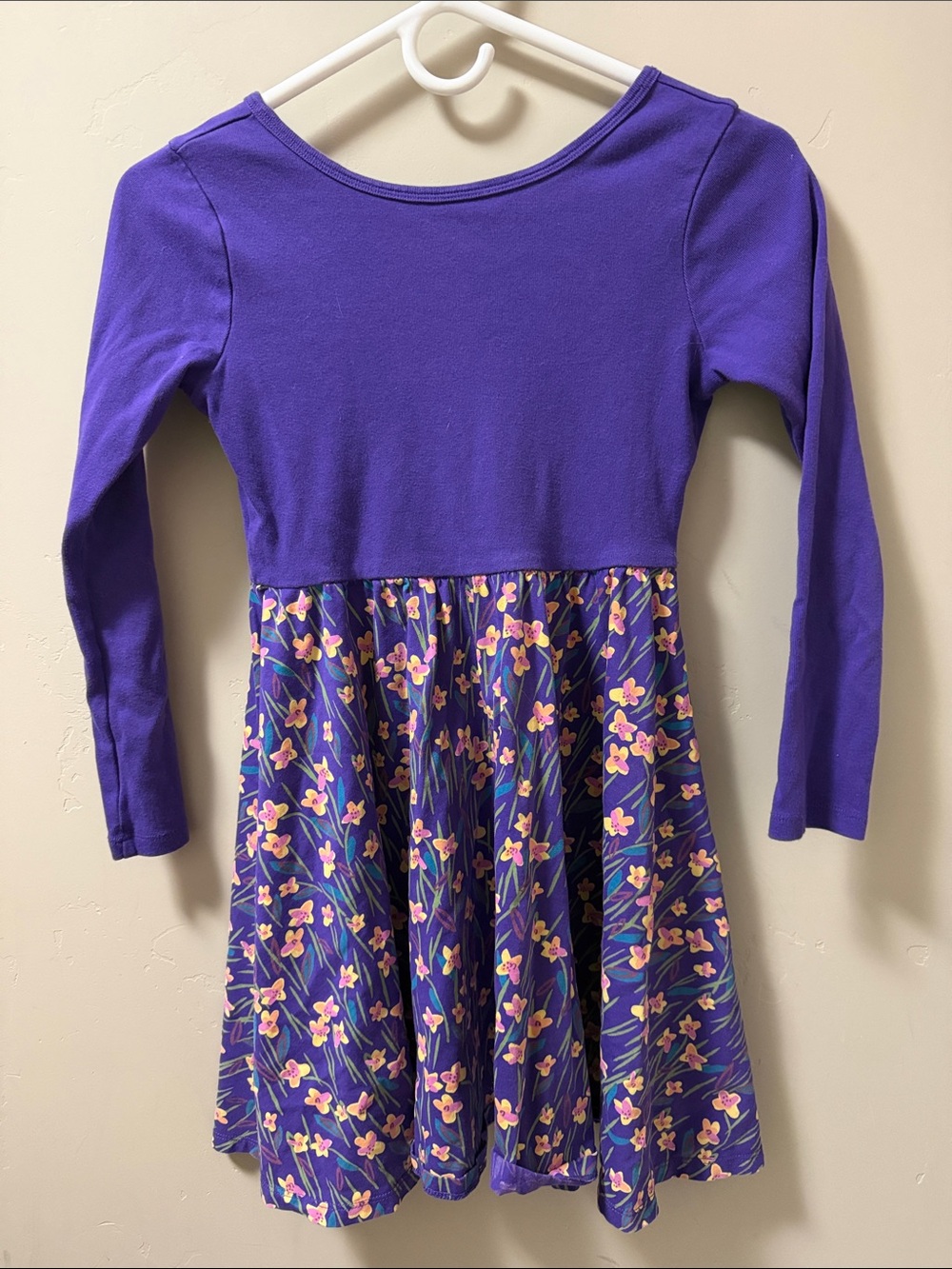 Tea Collection Purple Floral Long-Sleeve Twirl Dress